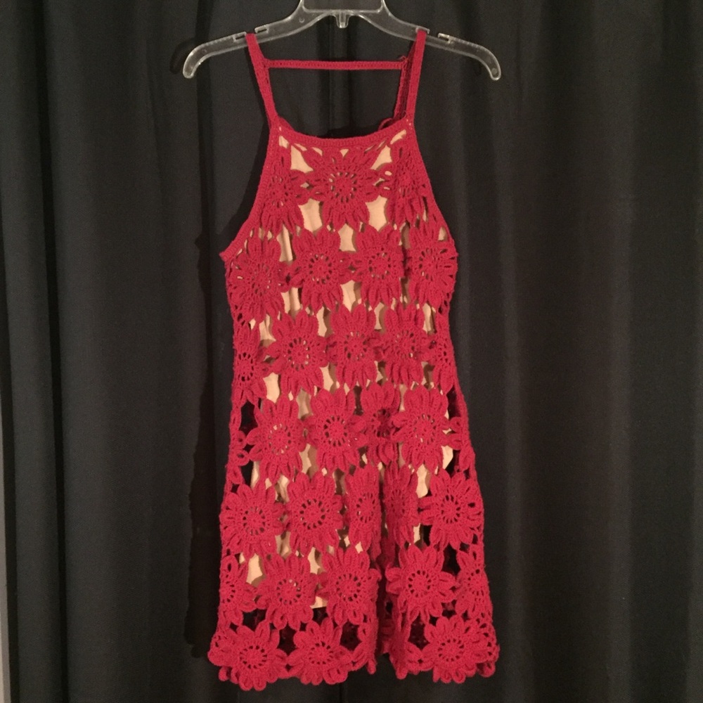 Free People crochet red dress
